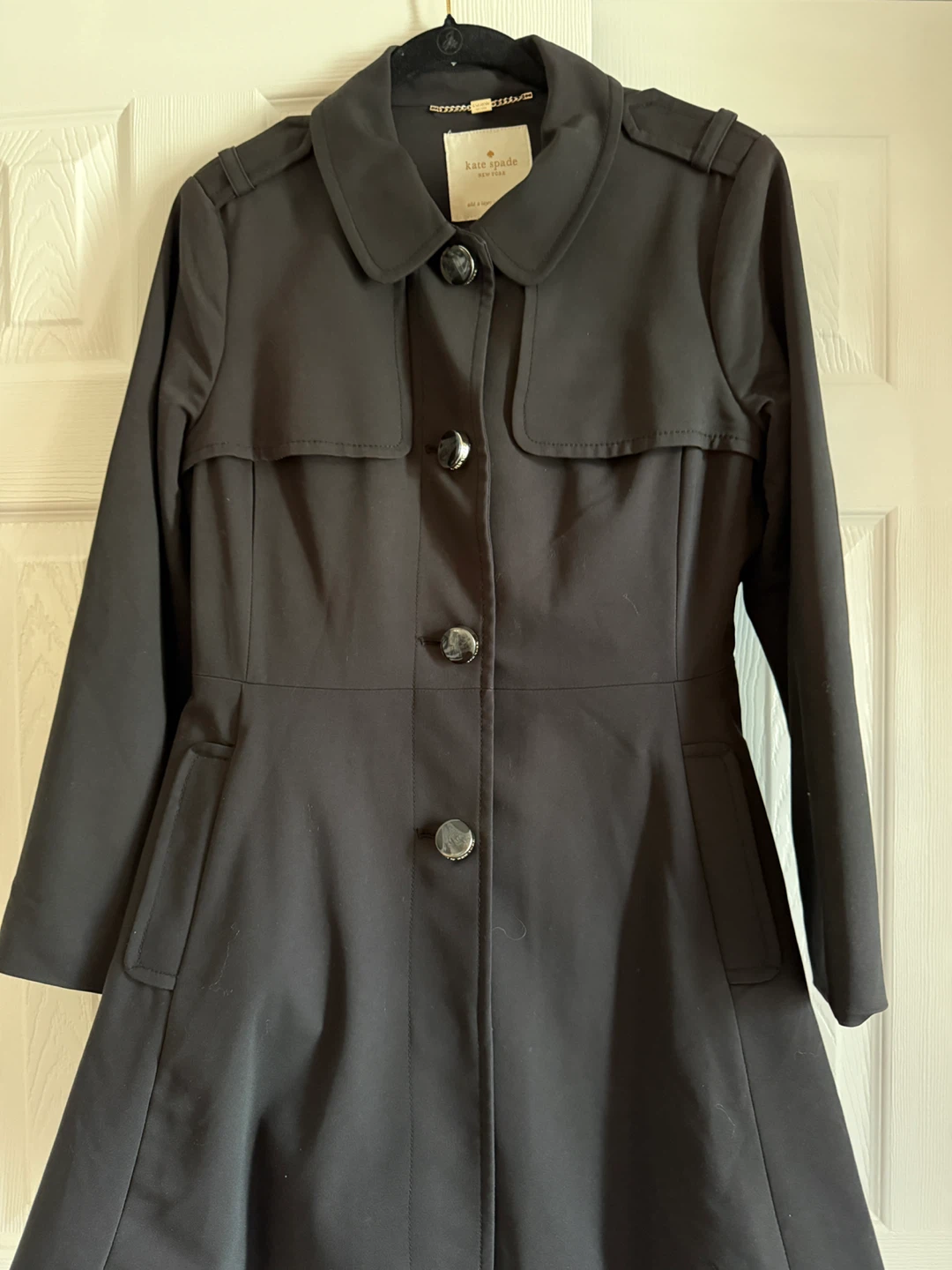 Kate Spade Black Trench Coat Medium