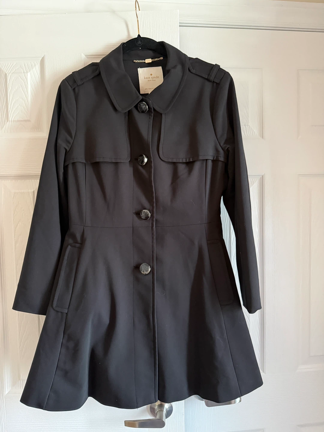 Kate Spade Black Trench Coat Medium - photo 5