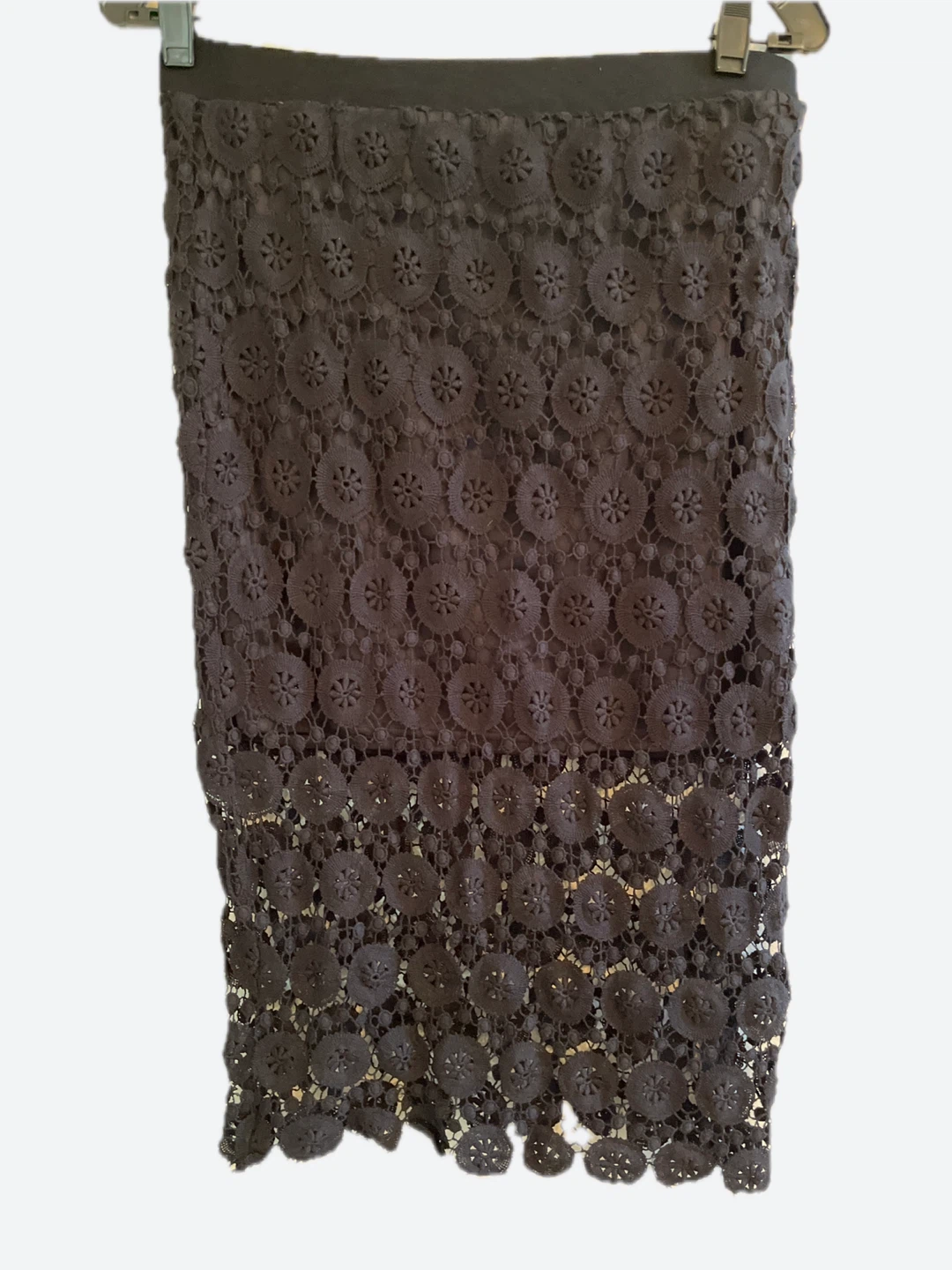 Dark Brown Lace Pencil Skirt