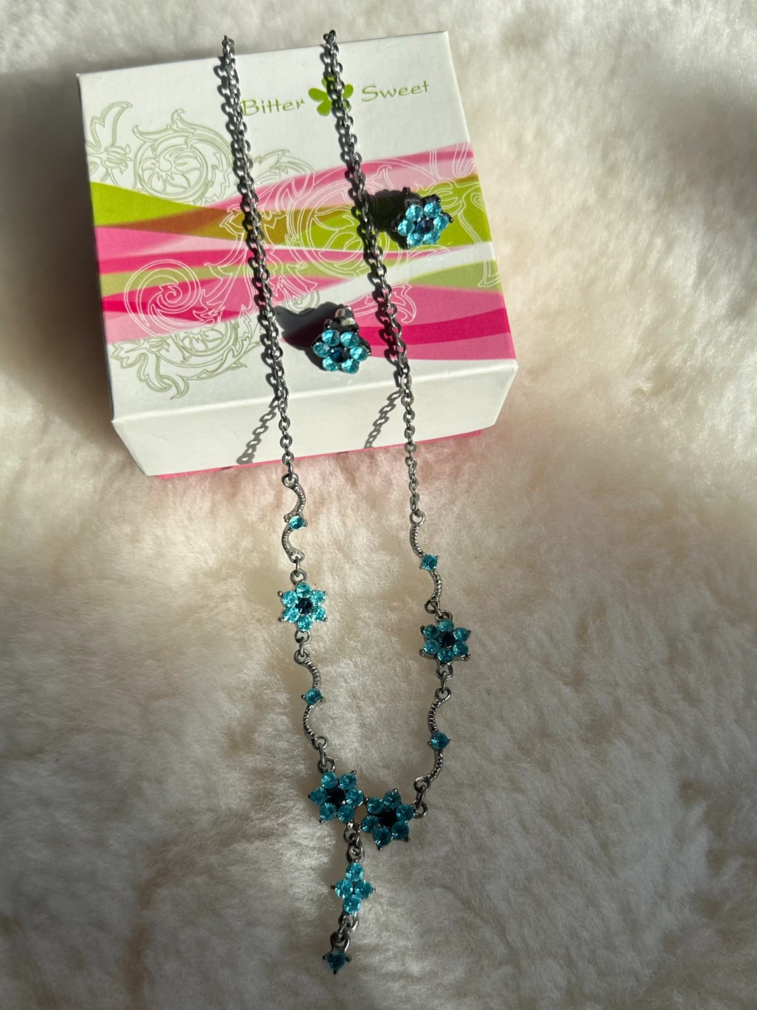 Vintage 90's Bitter Sweet Necklace & Earring Set with Box - photo 5