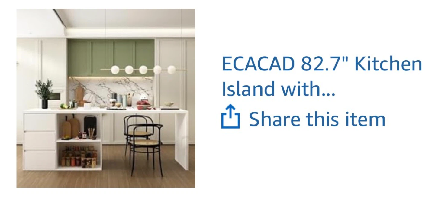 ECACAD 82.7" White Kitchen Island with Storage - photo 5