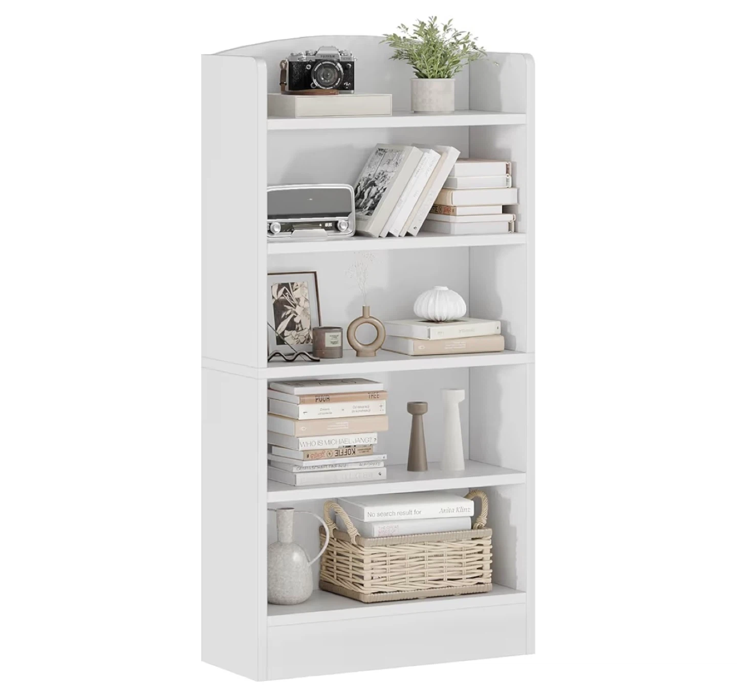 White 5-Shelf Bookshelf
