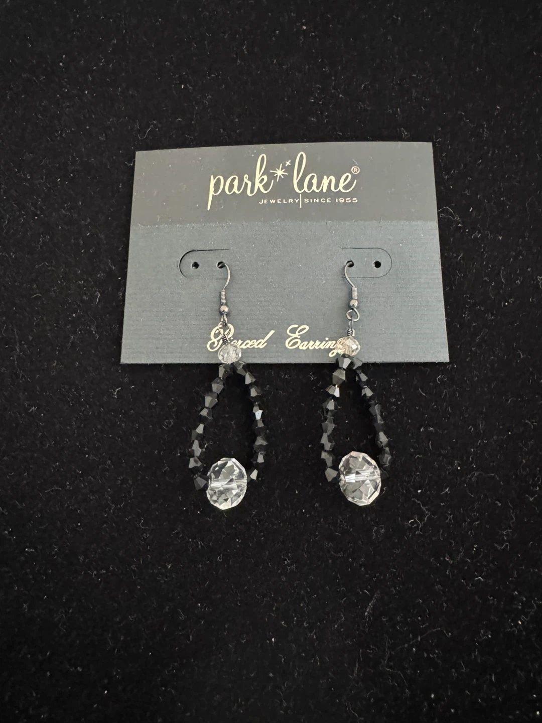 Brand new-Park Lane Black Beaded Teardrop Earrings