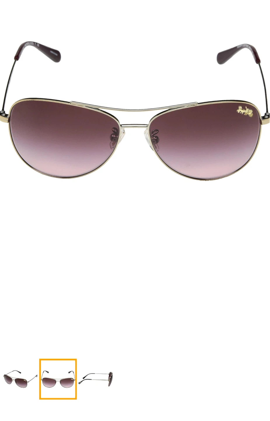 Coach Aviator Sunglasses Gold Tone Pink Gradient Lenses