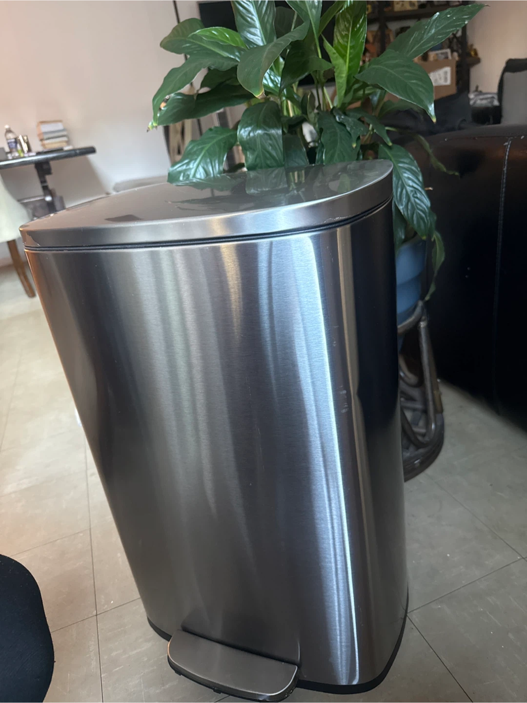 Brushed Stainless Steel Step Trash Can - photo 3