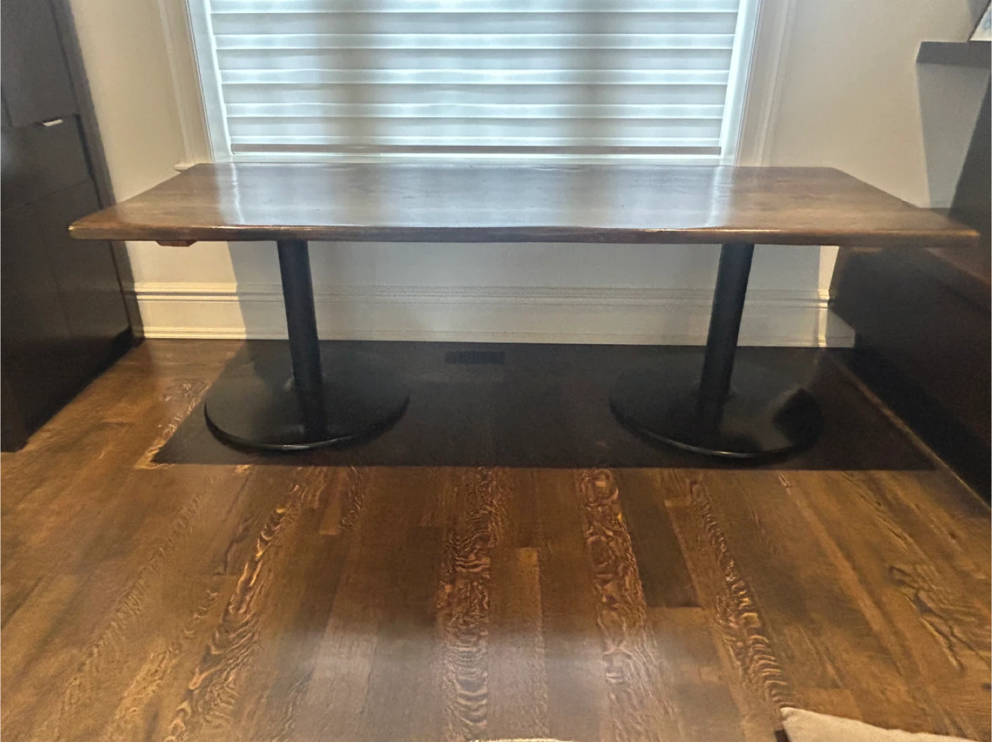 Wood Table with Black Pedestal Base