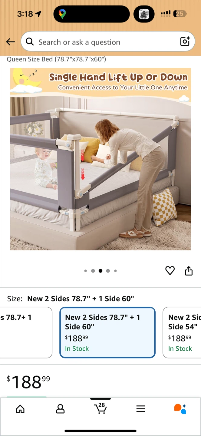 Queen Size Bed Rail - New 2 Sides 78.7" + 1 Side 60" - photo 5