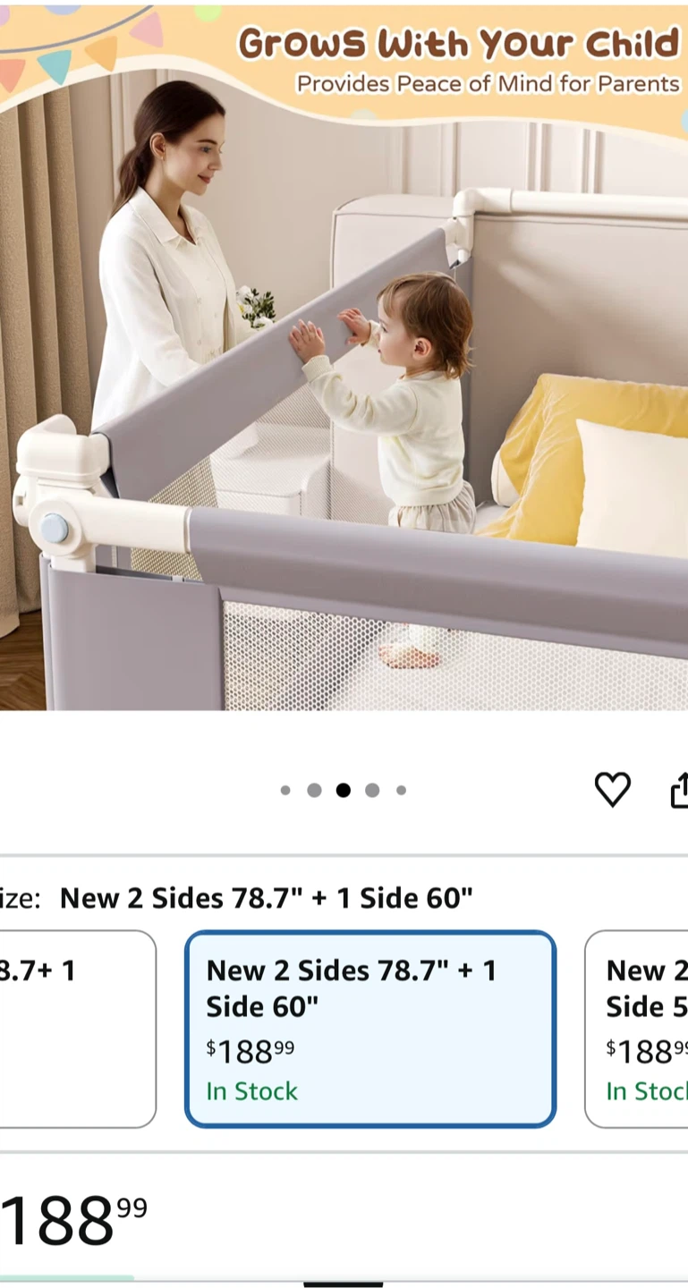 Queen Size Bed Rail - New 2 Sides 78.7" + 1 Side 60" - photo 3