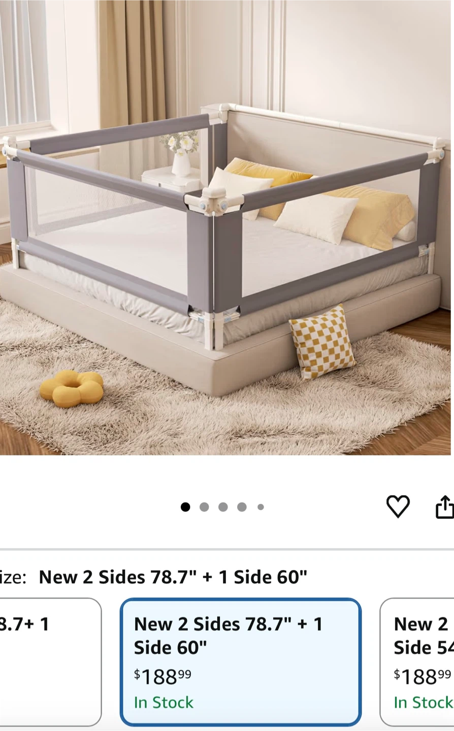 Queen Size Bed Rail - New 2 Sides 78.7" + 1 Side 60"