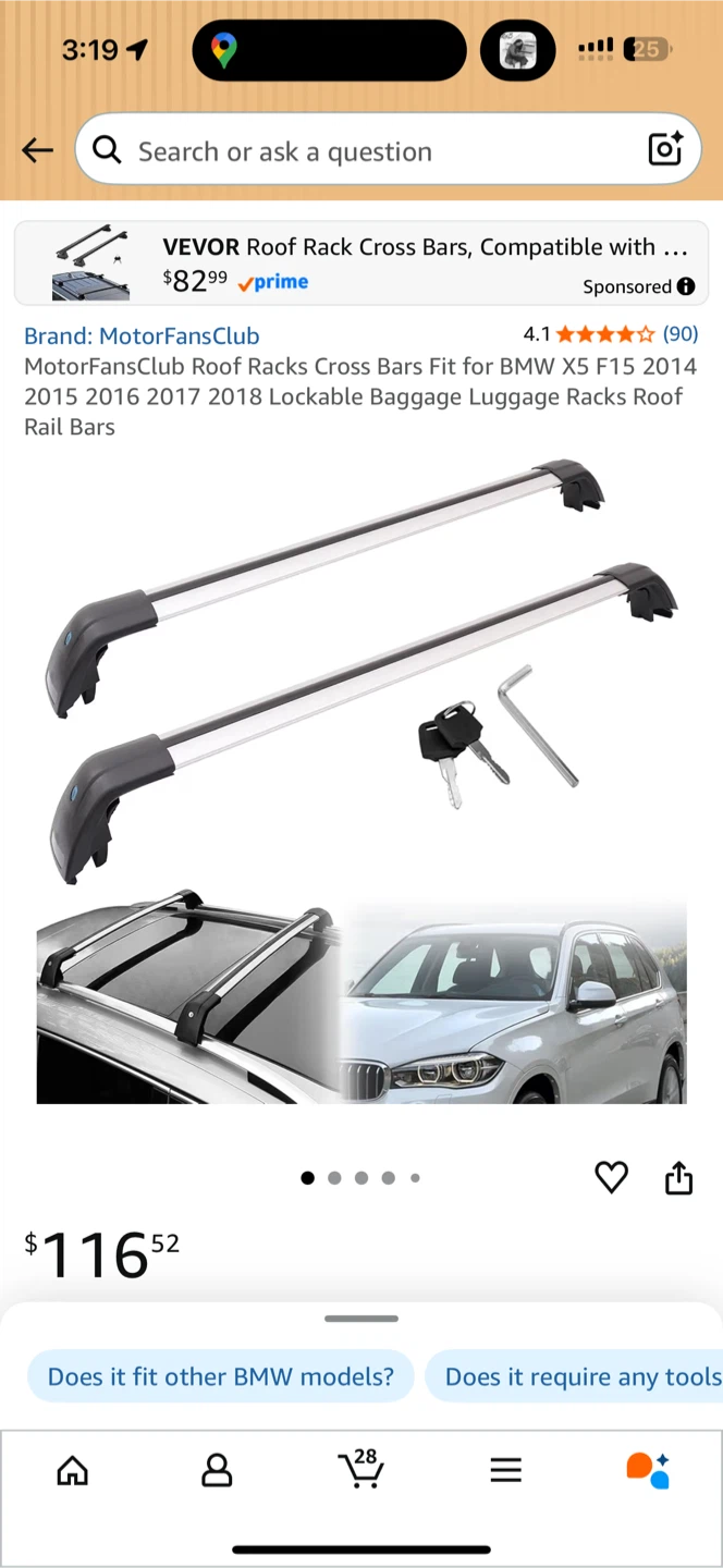 MotorFansClub Roof Rack Cross Bars for BMW X5