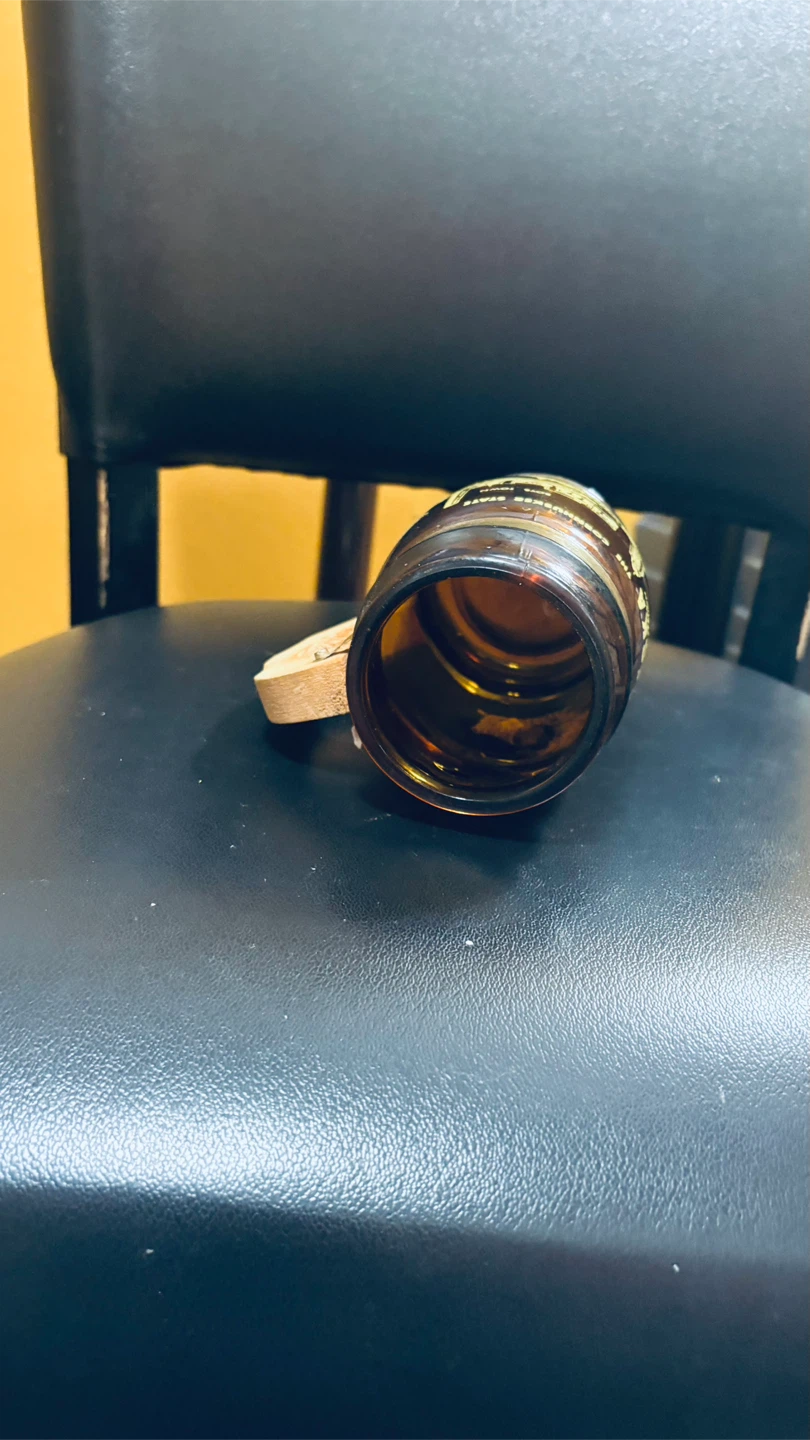 Vintage Nebraska Amber Glass Mug with Leather Handle - photo 3