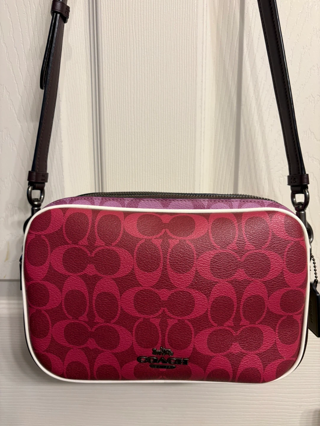 Coach Signature Camera Bag - Pink/Burgundy
