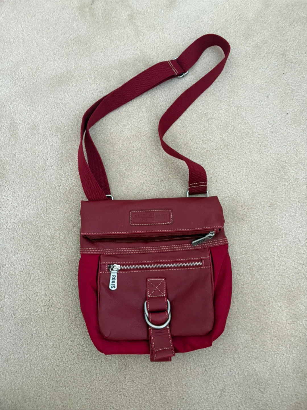 Roots Red Crossbody Leather Bag