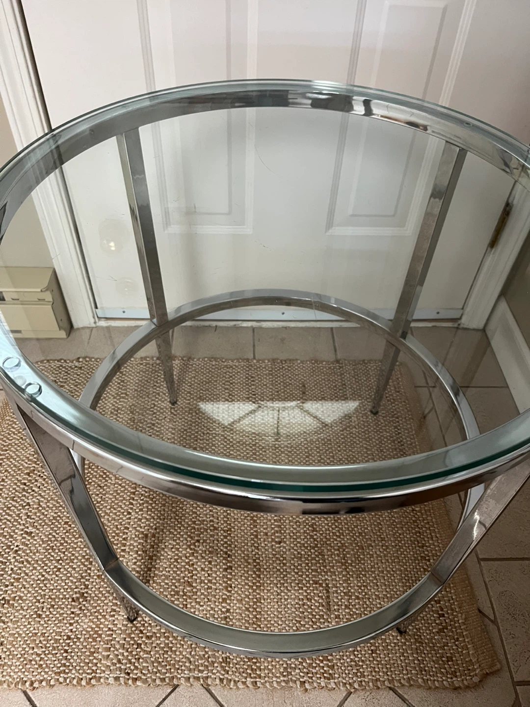 Glass and Chrome Round Accent Table