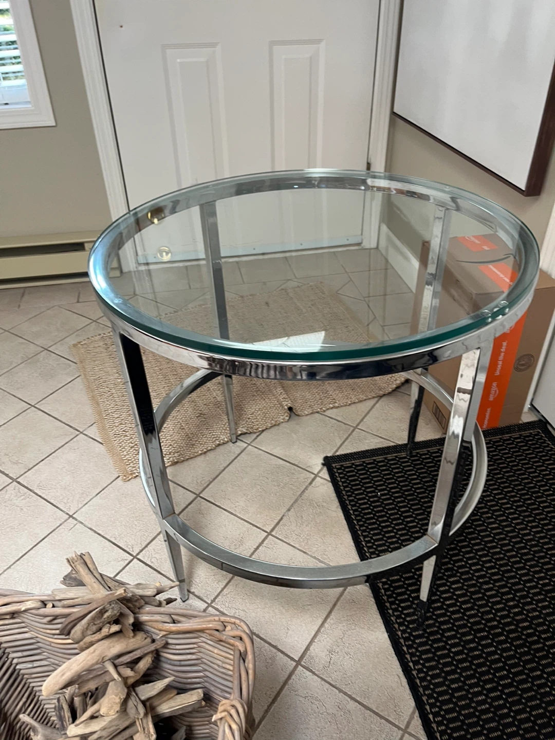 Glass and Chrome Round Accent Table - photo 3