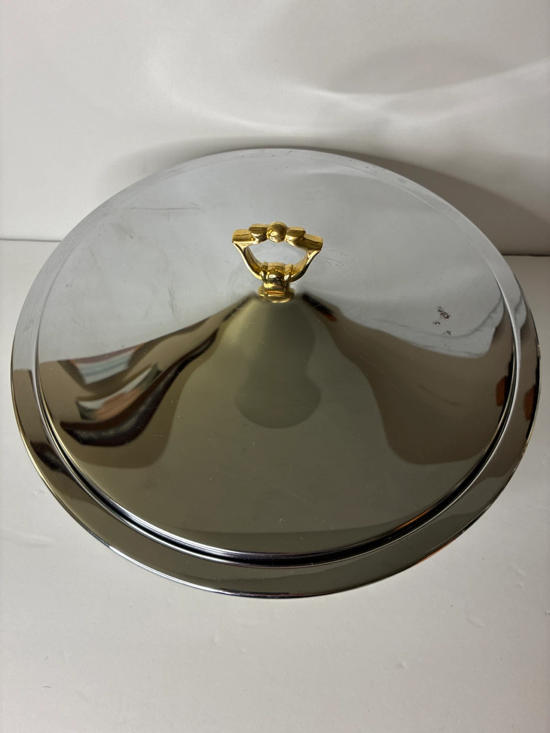 Vintage Stainless Steel Serving Bowl with Domed Lid - photo 2