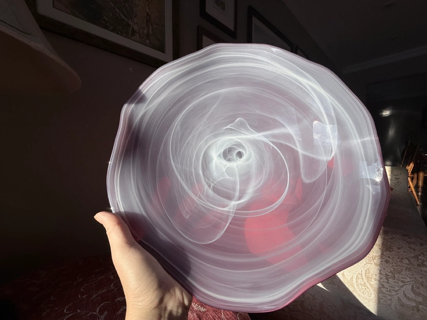 Pink and White Swirl Glass Bowl - photo 3