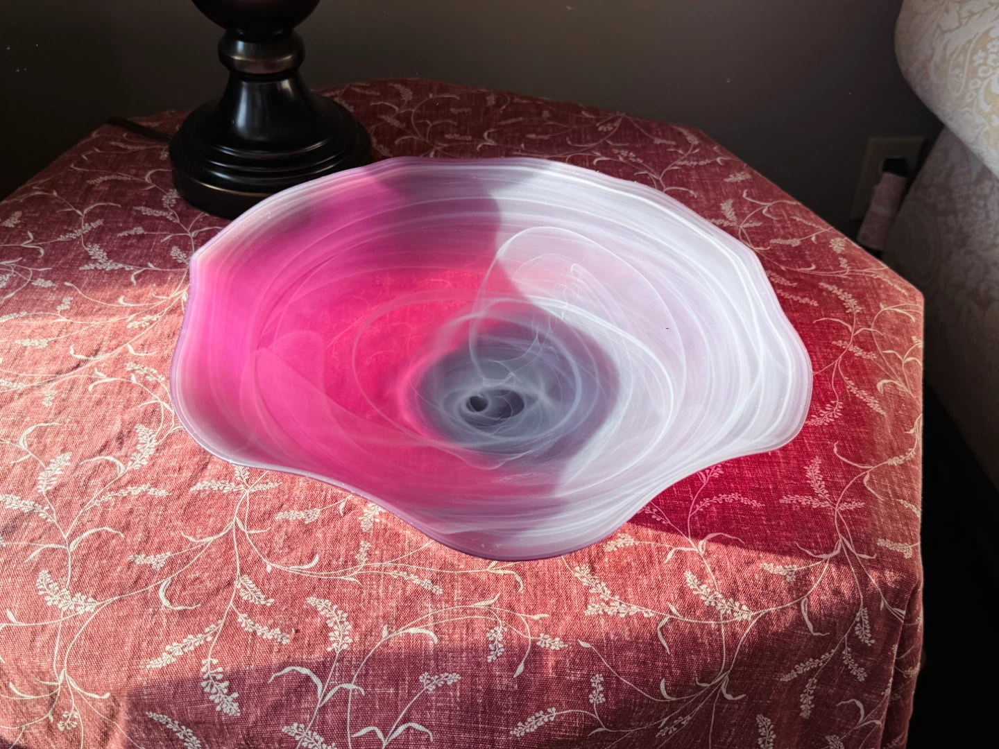 Pink and White Swirl Glass Bowl - photo 2