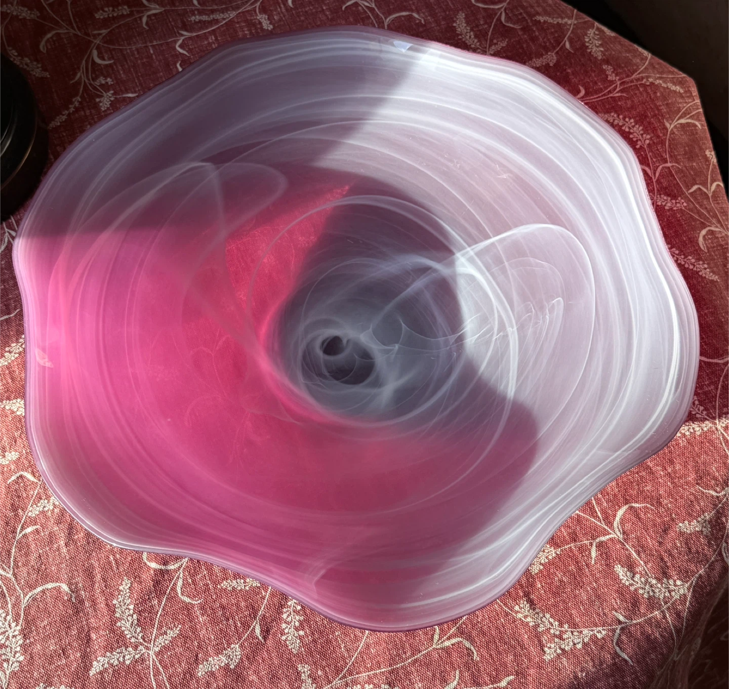 Pink and White Swirl Glass Bowl - photo 5