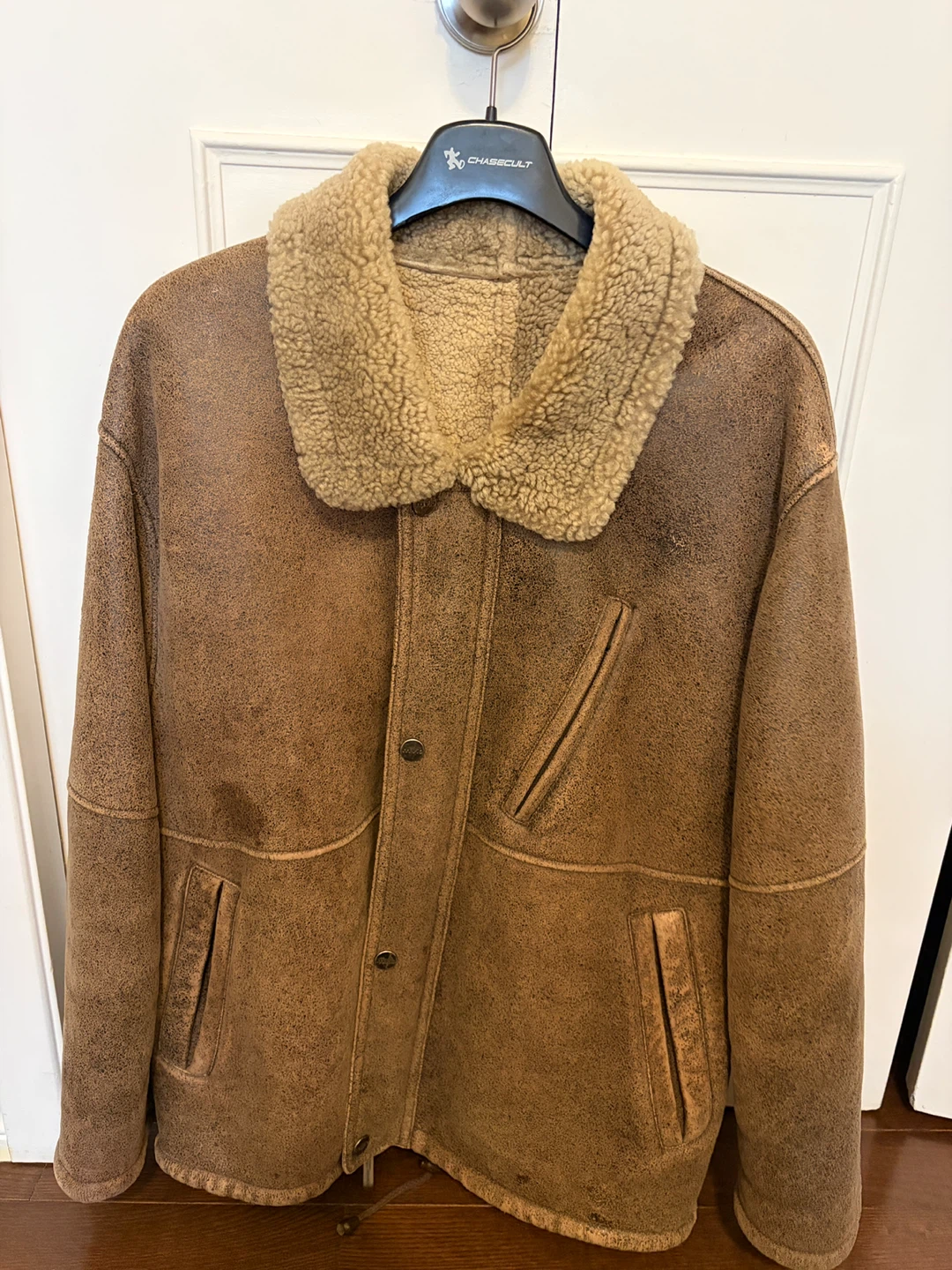 Brown Suede Sheepskin Lined Winter Jacket - photo 2