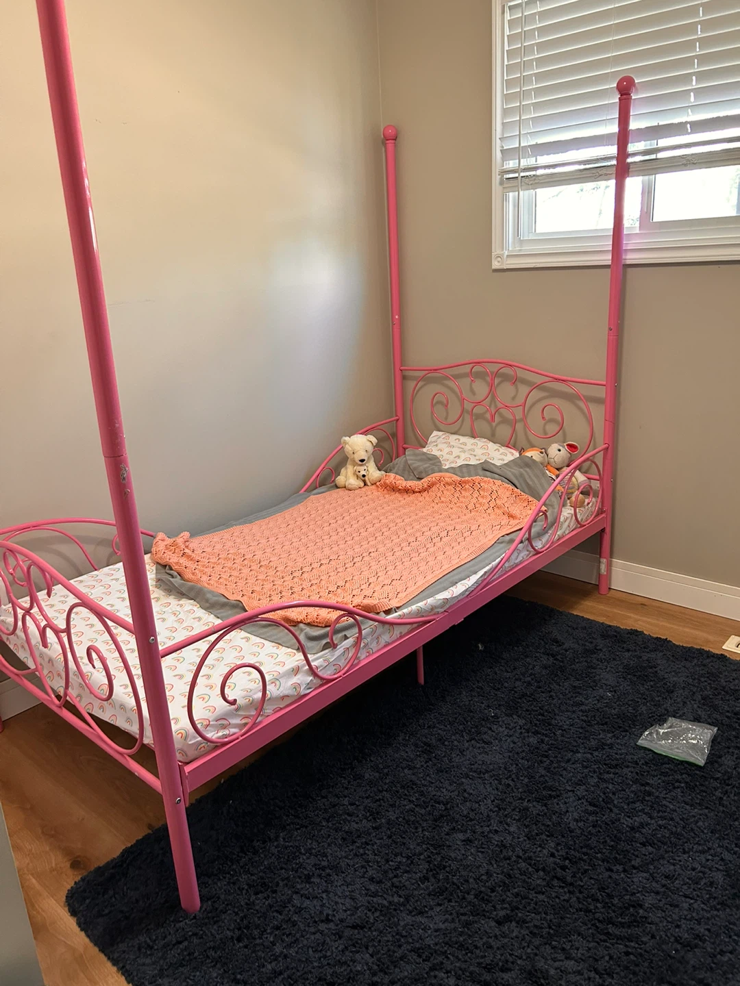 Pink Metal Canopy Bed Frame