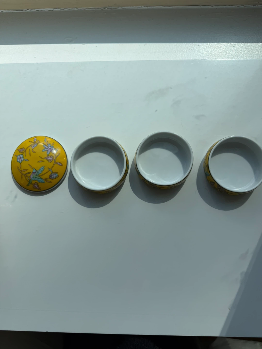 Beautiful yellow ceramic stackable bowl set