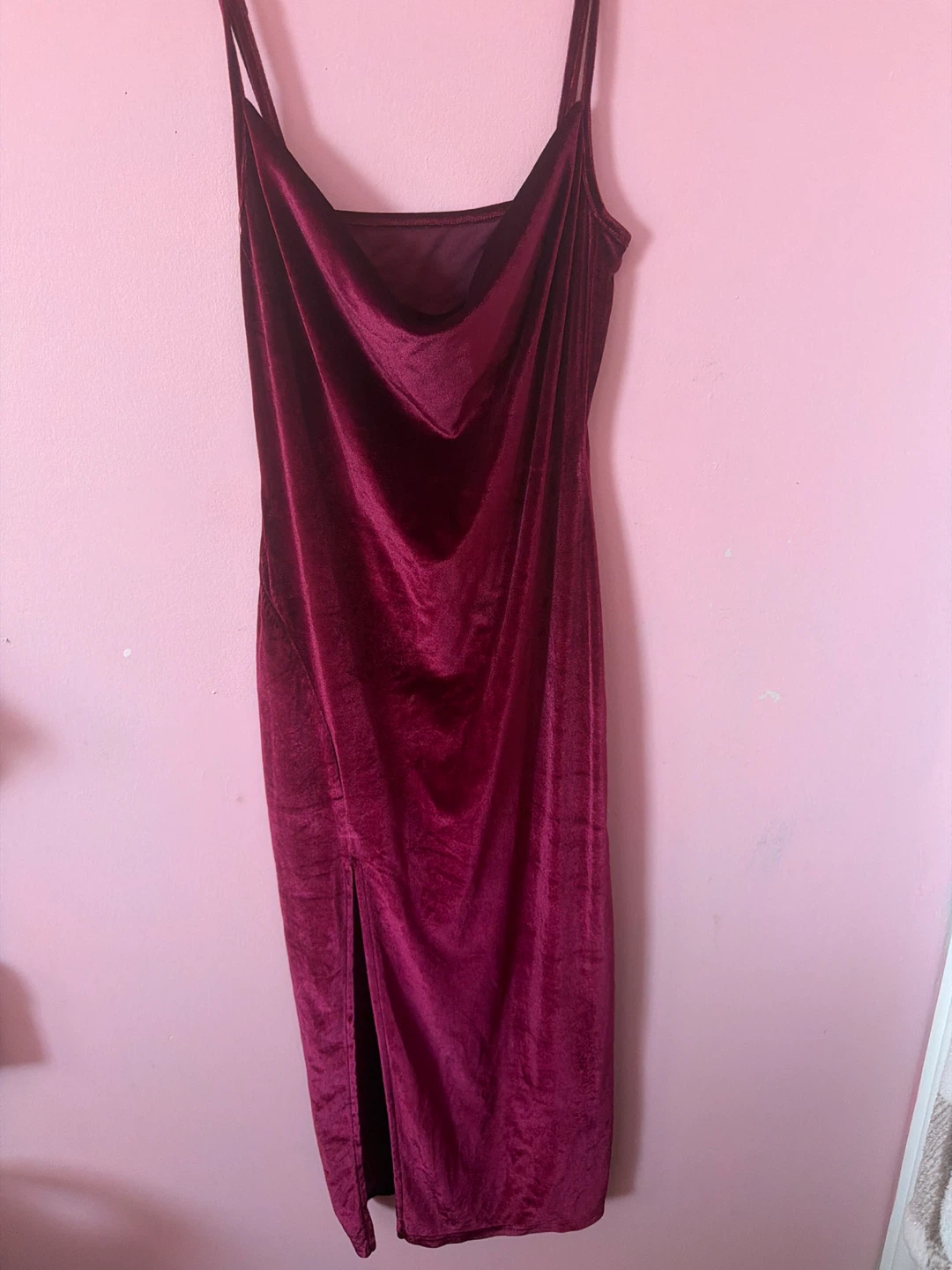 Wine red Prom/Party Velvet Slip Dress