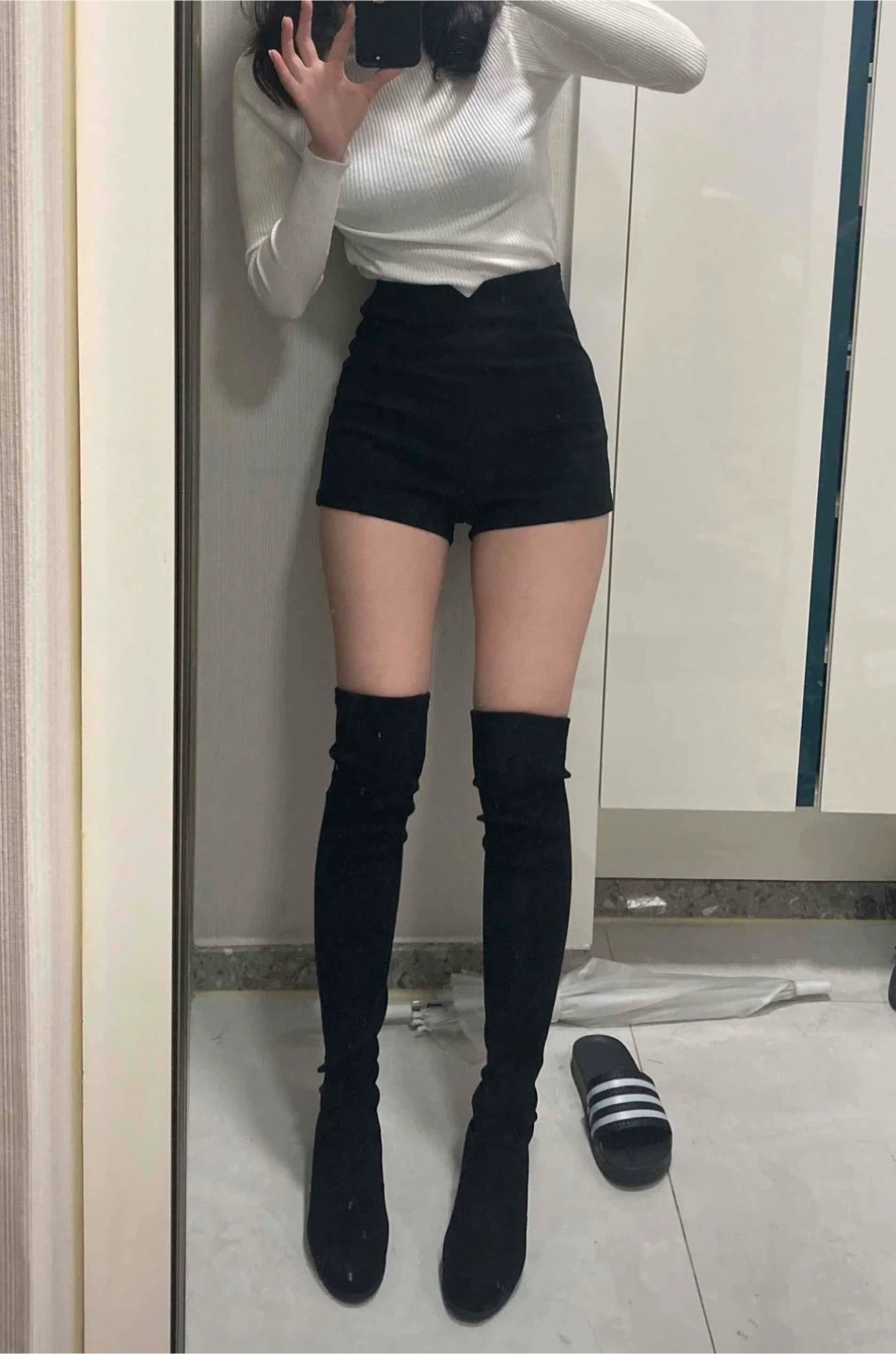 High-Waisted White Shorts