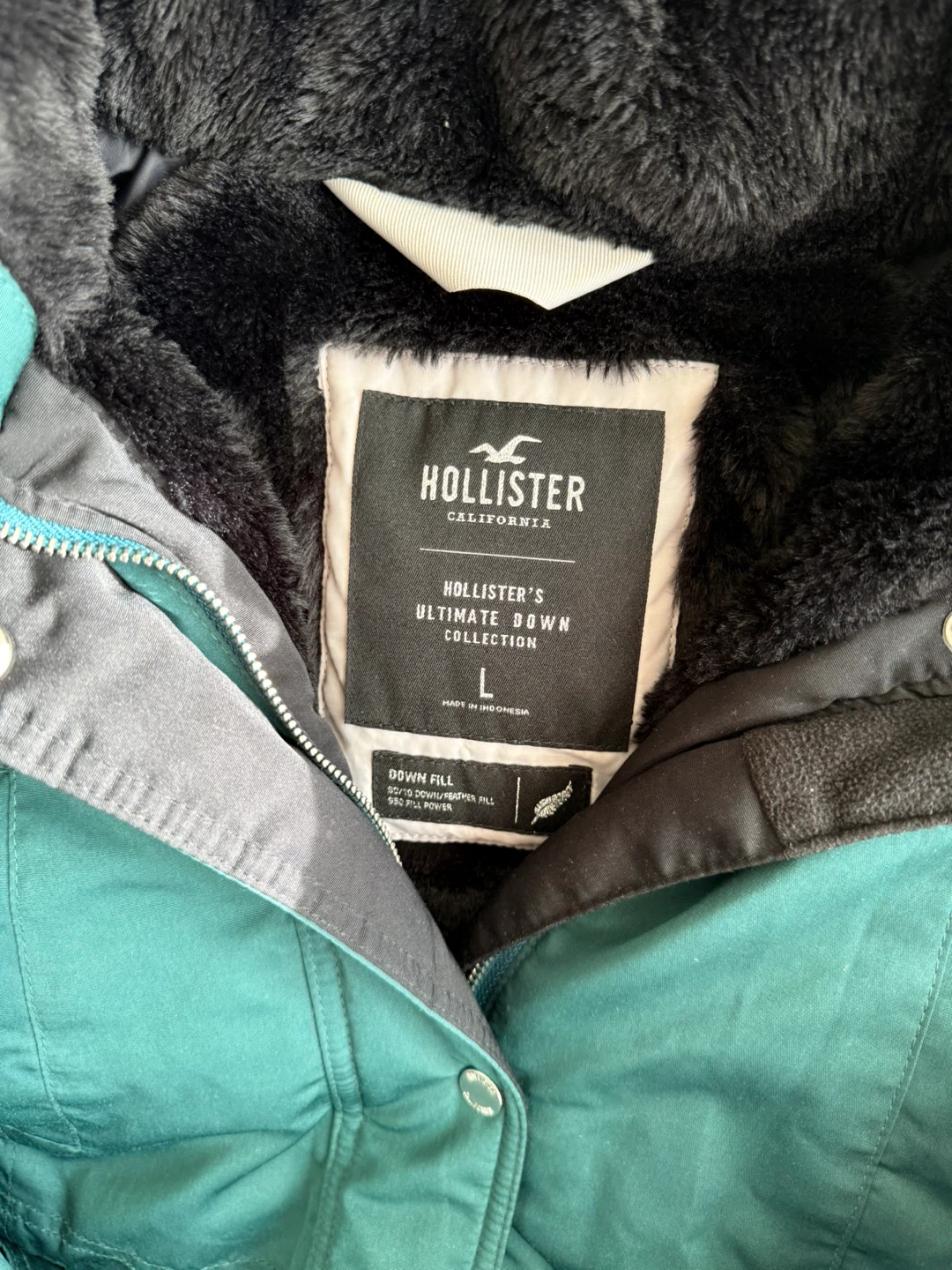 Hollister Women's Down Parka - Teal, Size L - photo 2