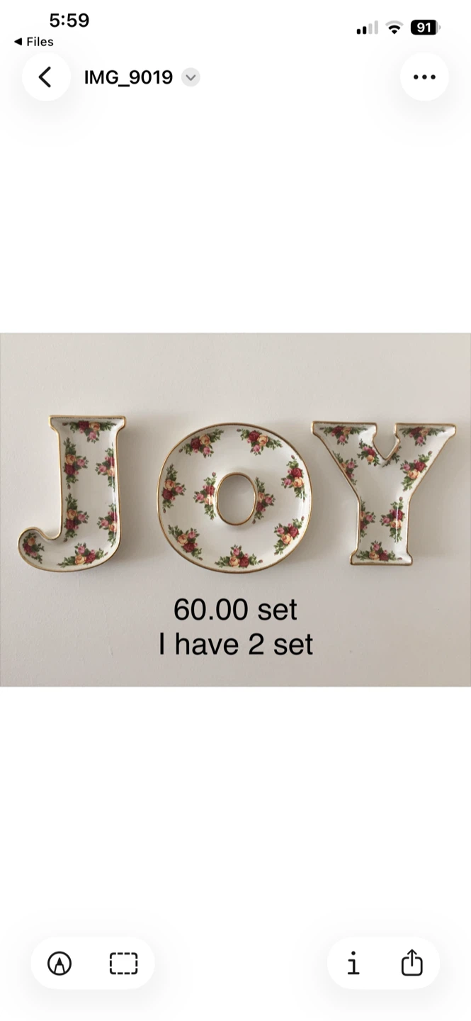 Royal Albert JOY Letters Decorative Set