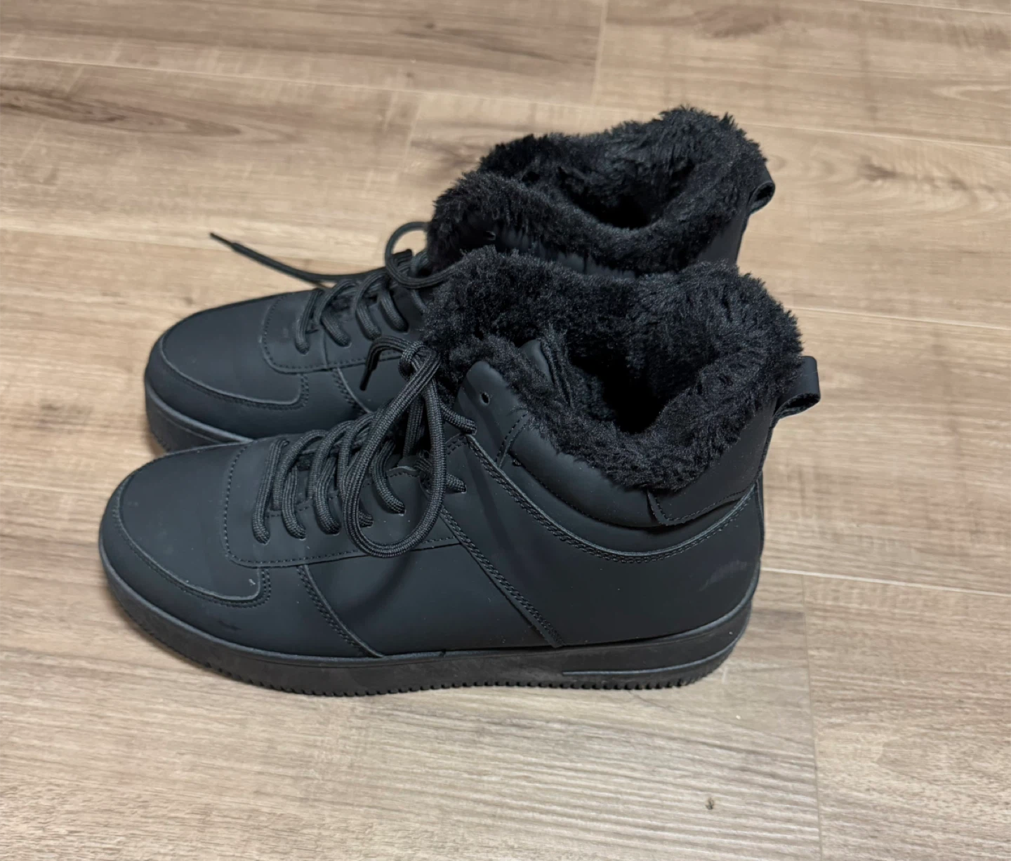Black Fur Lined High Top Sneakers