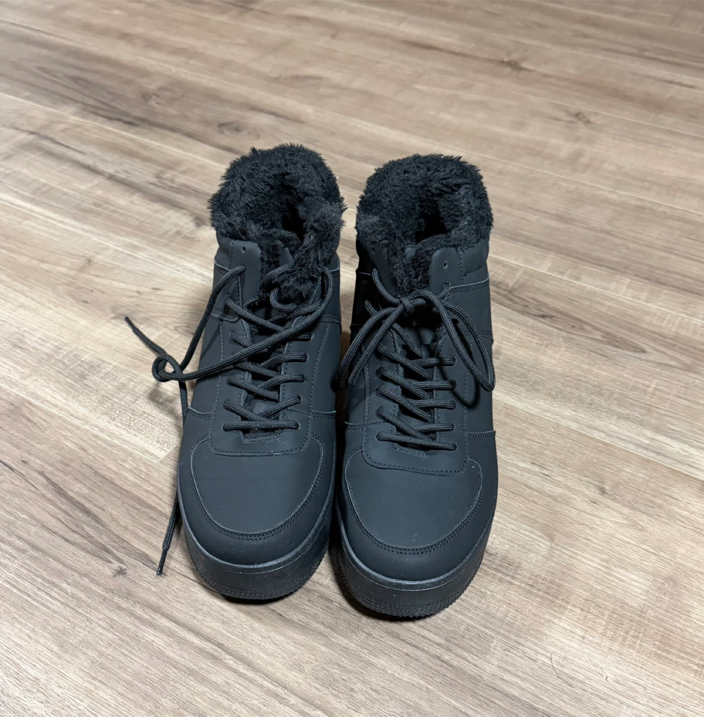 Black Fur Lined High Top Sneakers - photo 2