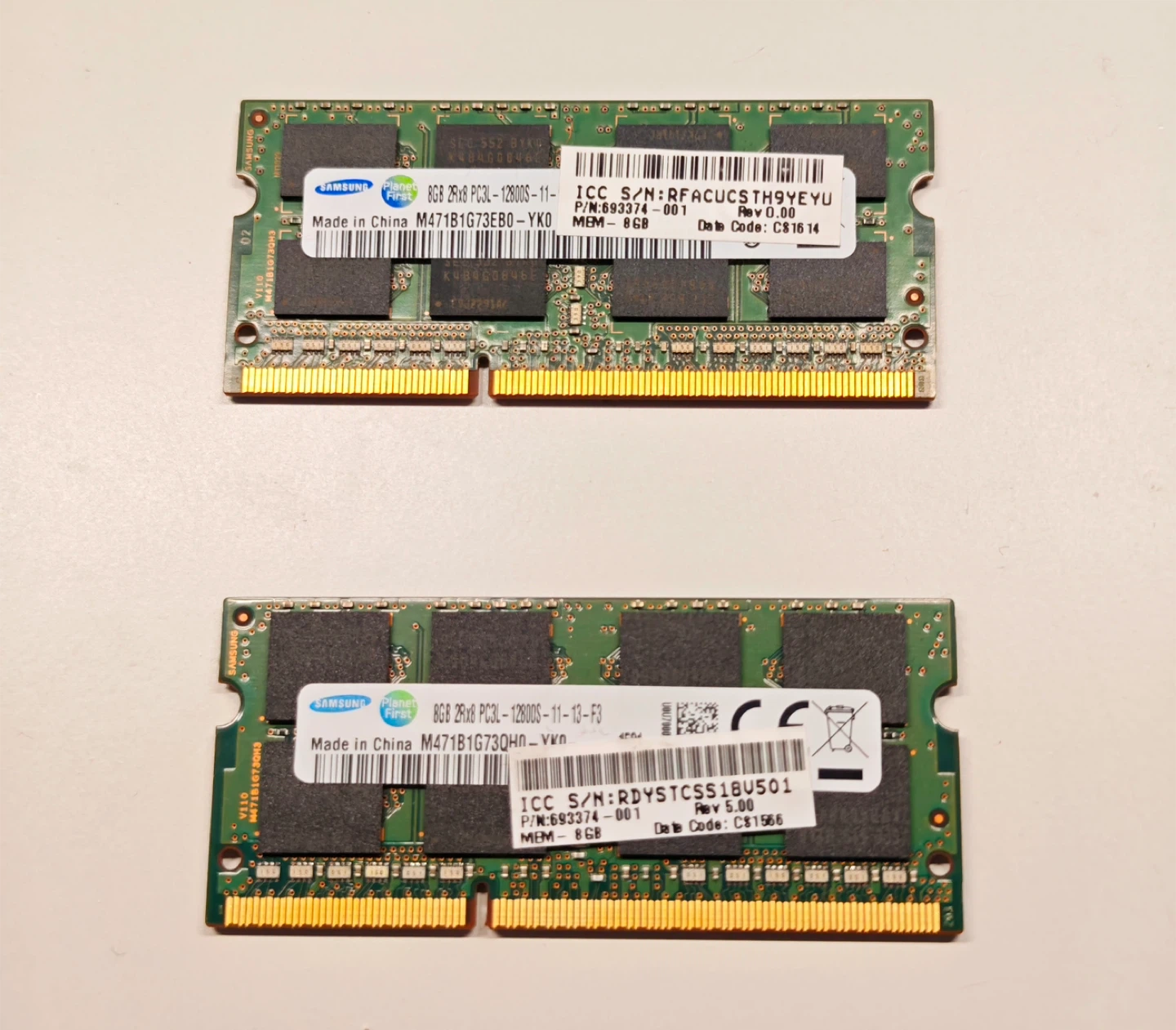 Samsung 8GB DDR3 Laptop RAM (2 sticks)