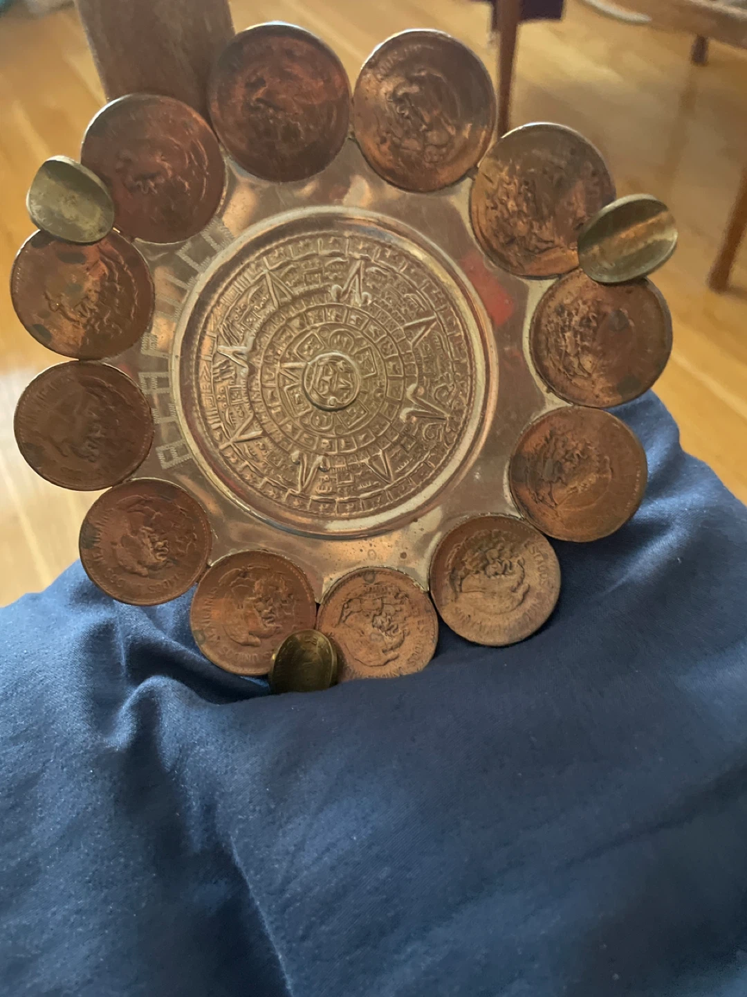 Ornate Aztec Calendar Dish with Coin Border - photo 3