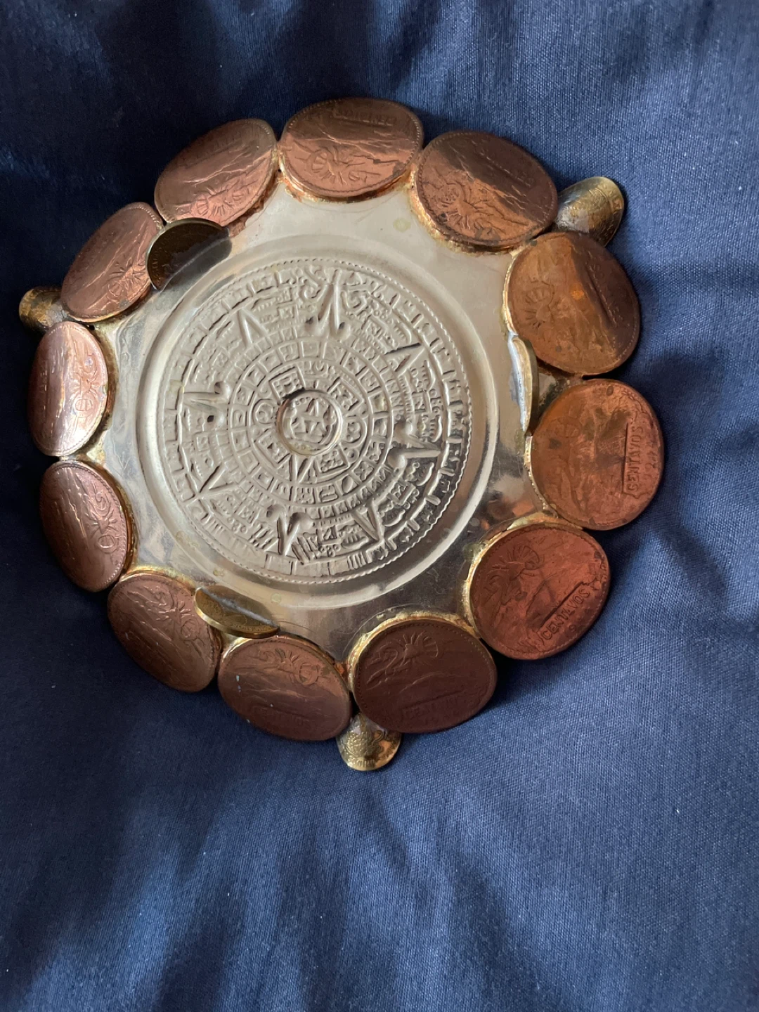 Ornate Aztec Calendar Dish with Coin Border - photo 2