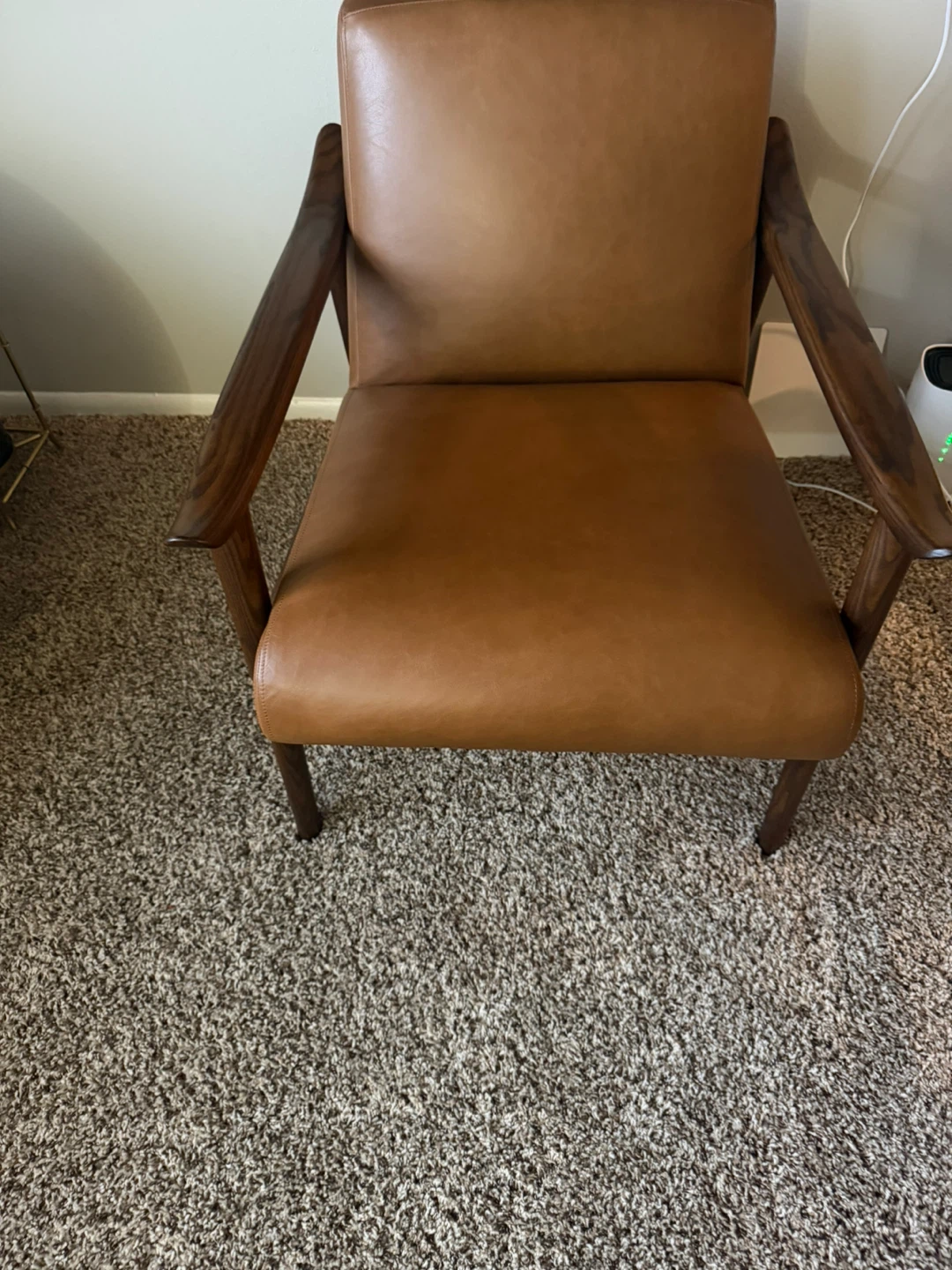 Mid-Century Modern Accent Chair - Tan Leather