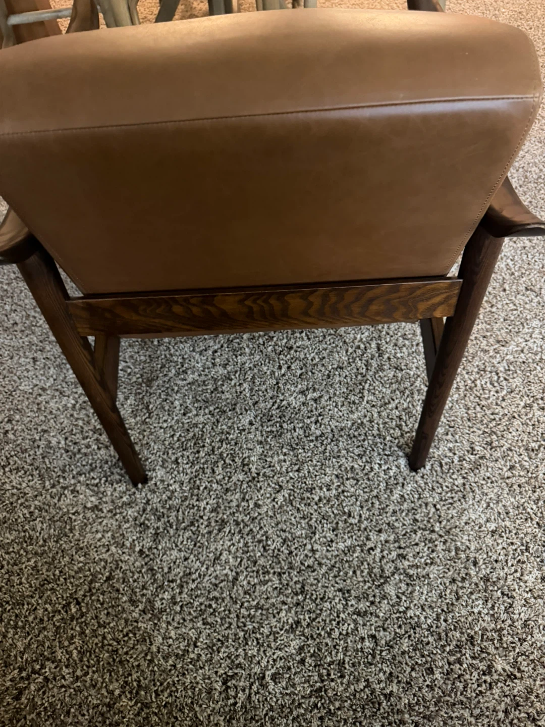 Mid-Century Modern Accent Chair - Tan Leather - photo 3