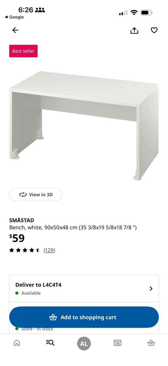 IKEA SMÅSTAD Bench White 90x50x48 cm - photo 2