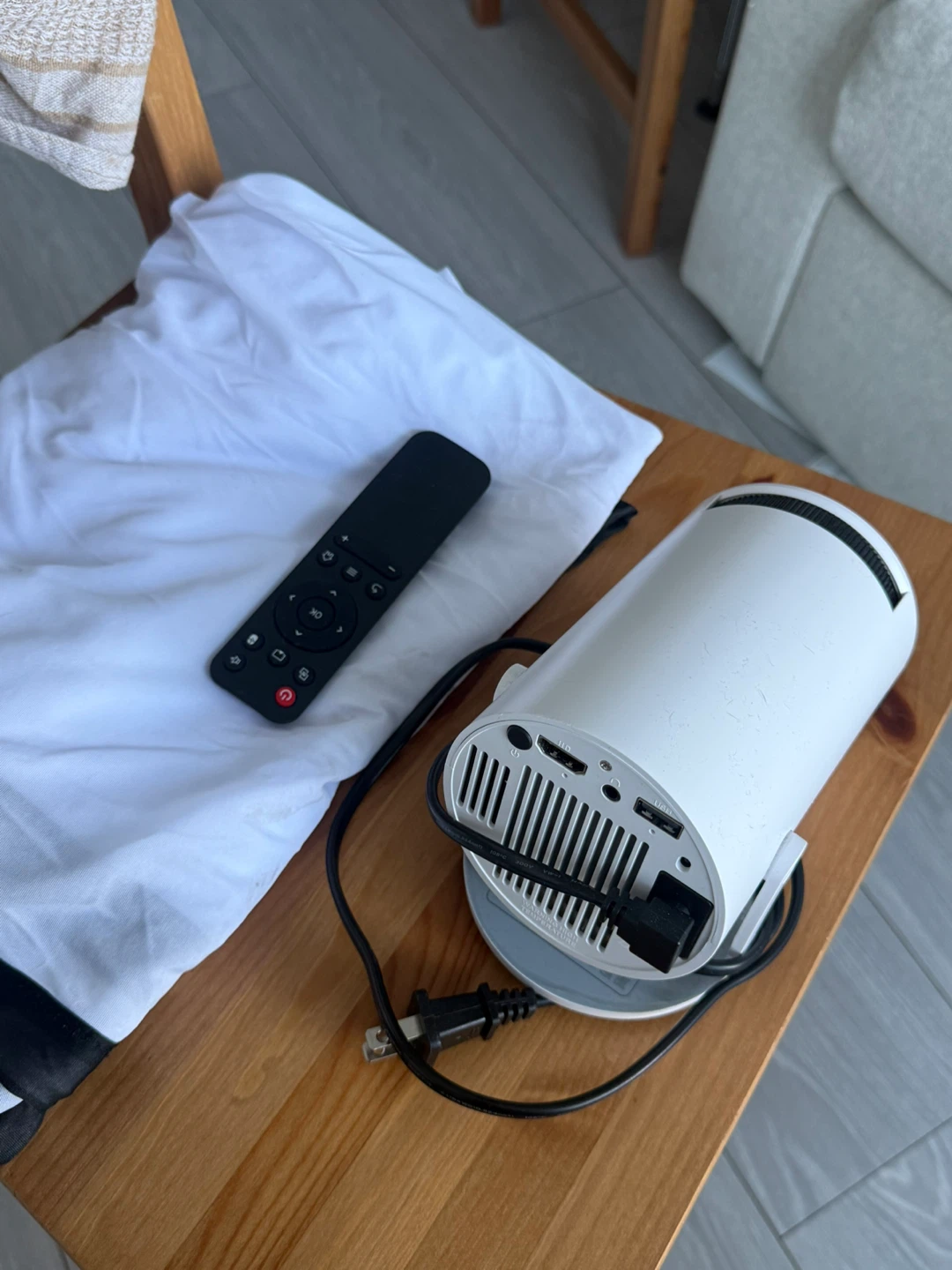 White Portable Projector with Remote - photo 3