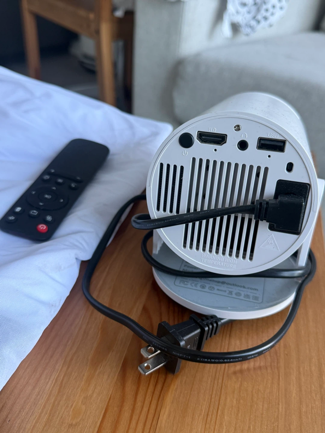 White Portable Projector with Remote - photo 5