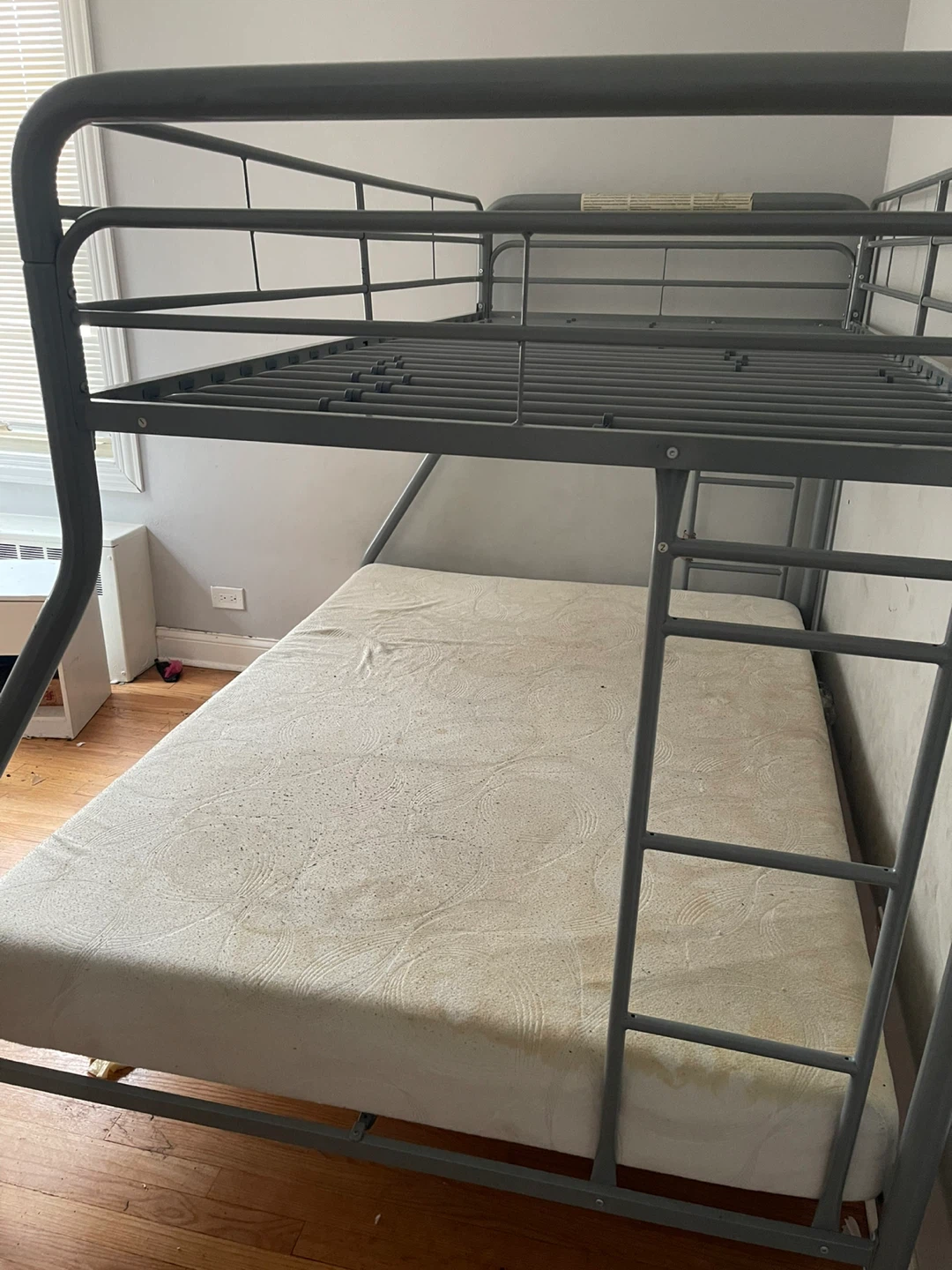 Gray Metal Twin and queen Bunk Bed Frame