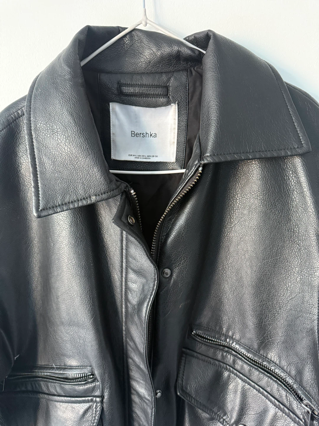 Bershka Black Faux Leather Bomber Jacket - photo 2