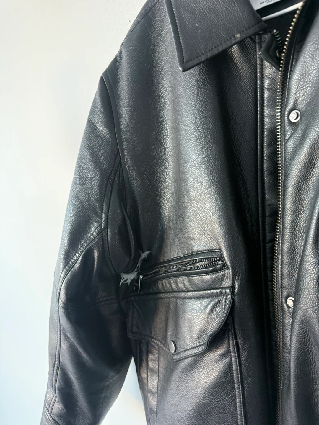 Bershka Black Faux Leather Bomber Jacket - photo 4