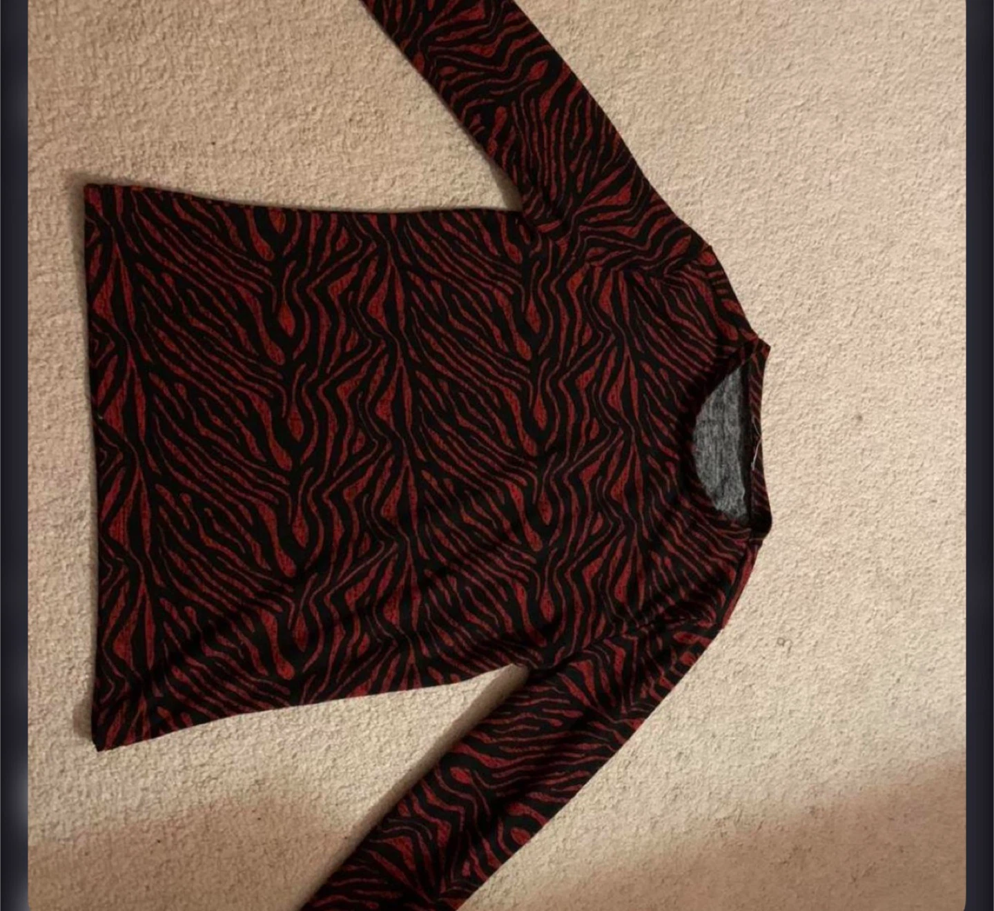 Red and Black Zebra Print Long Sleeve Top