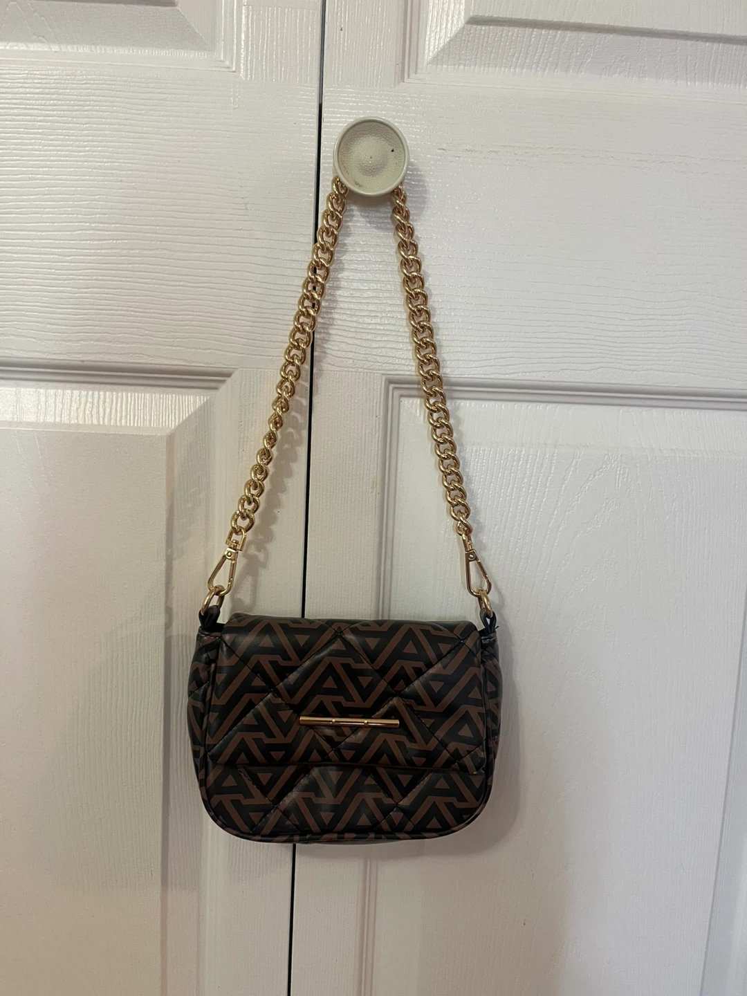 Quilted Crossbody Bag with Chain and Coin Pouch