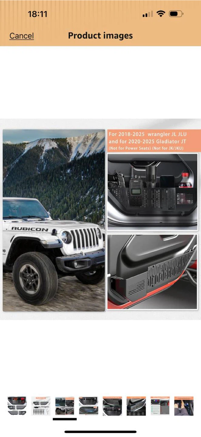 Jeep Wrangler / Gladiator Front Door Storage Pockets – Metal - photo 4
