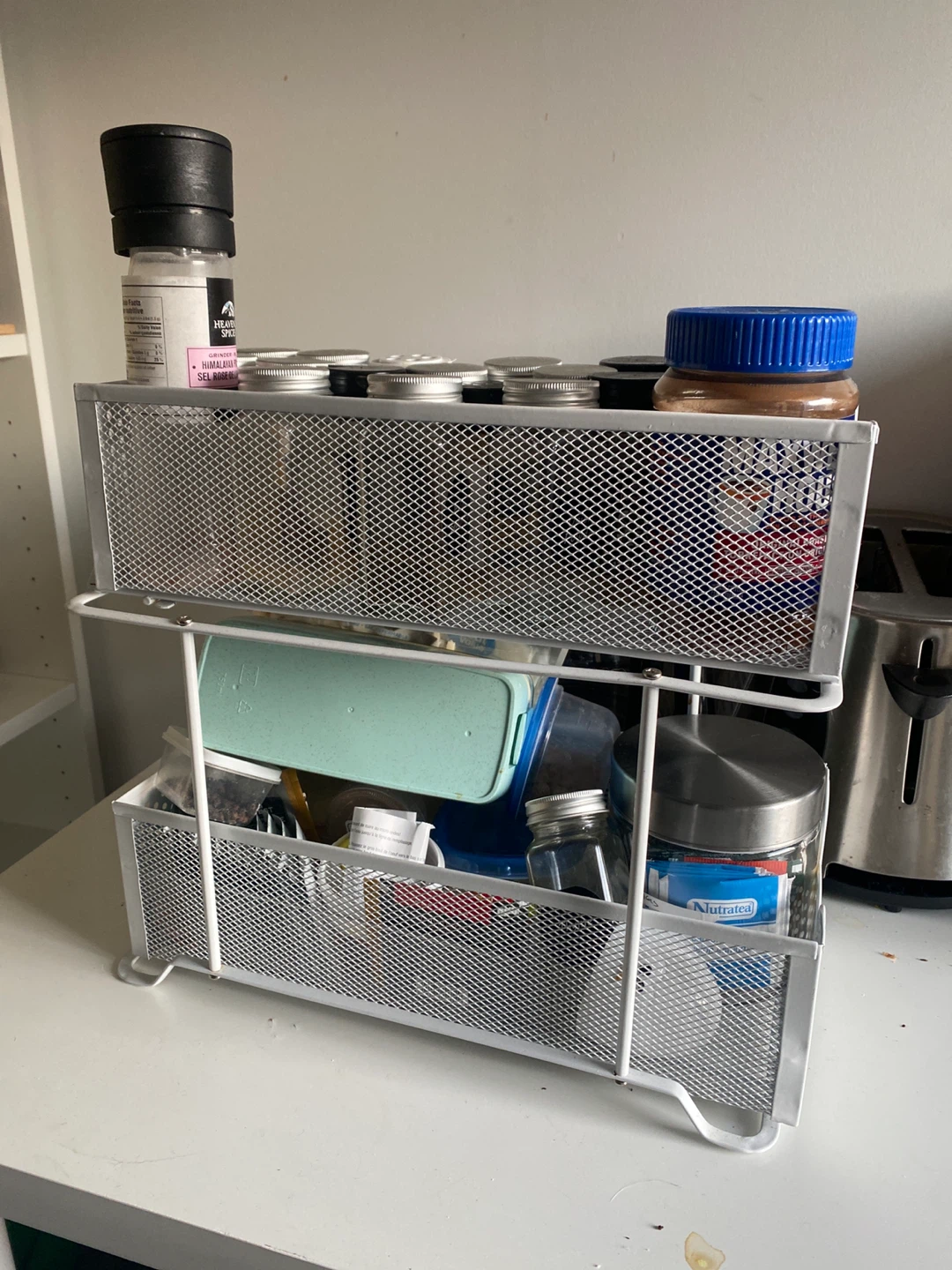 2-Tier Mesh Spice Rack Organizer