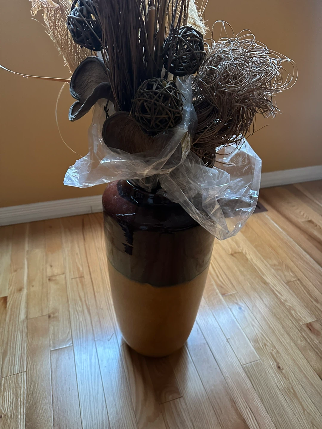 Large Decorative Vase with Dried Arrangement