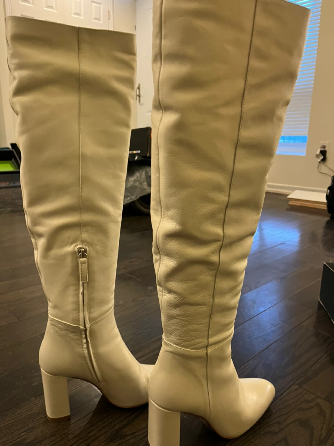 White Knee-High Leather Boots - photo 4