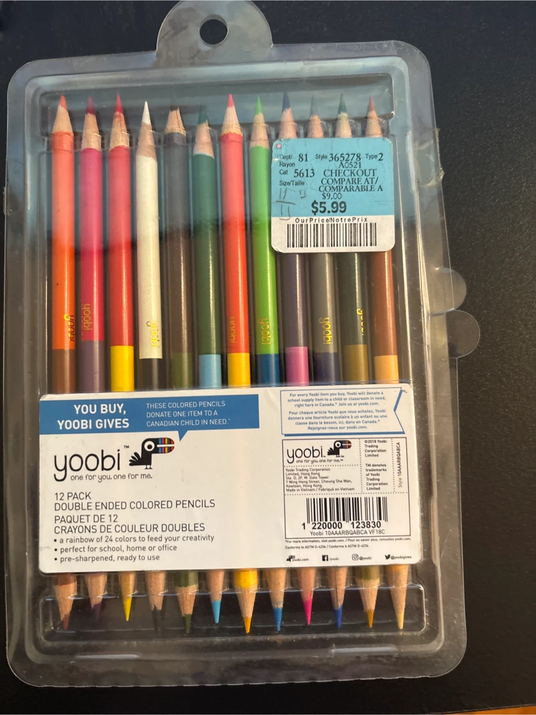 Yoobi 12 Pack Double Ended Colored Pencils